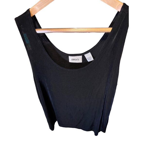 Chico's Travelers Black Scoop Neck Sleeveless Tank Top Sz L - Picture 1 of 6